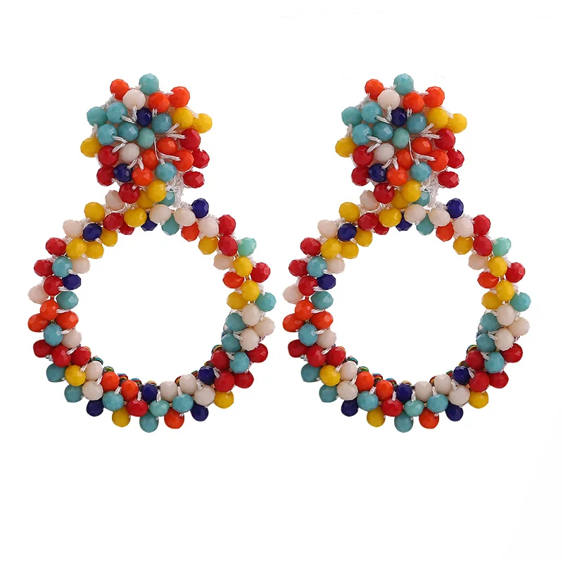 E1117 Colorful Sehuoran Эффектные серьги для женщин богемные большие бусины бахромой богемные серьги в виде капель модные подвески, ювелирные изделия подарок на свадьбу - Окраска металла: E1117 Colorful