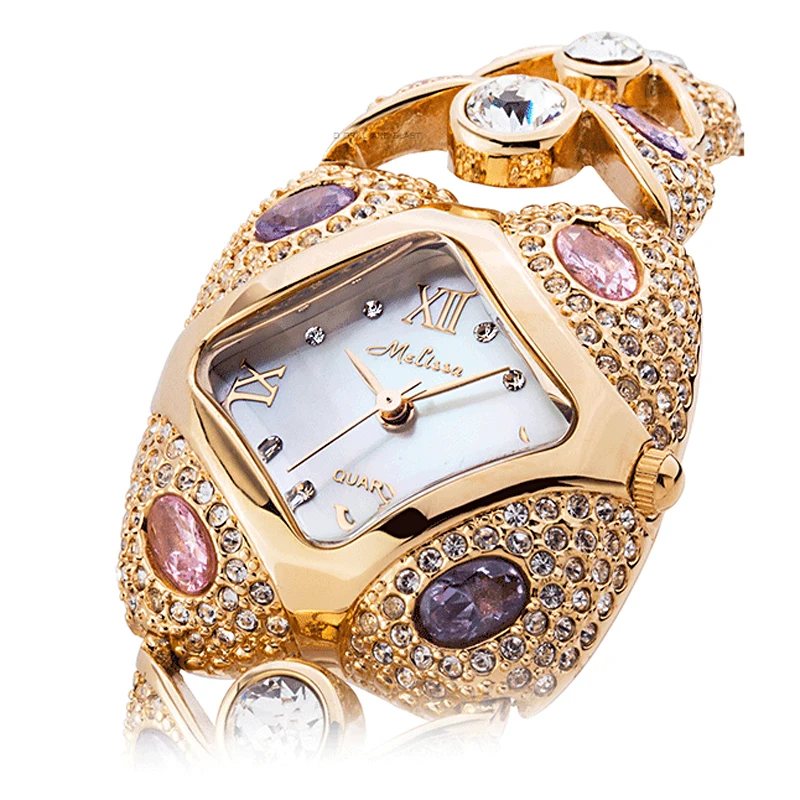 Роскошные женские часы Melissa Lady элегантные модные с фианитом браслет для платья