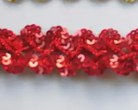Red YACKALASI, расшитая блестками плетеная лента, Кружевная аппликация, лазер, золотой, серебряный цветок, одежда для шитья, аксессуары, 2,6 см, 13 ярдов/партия - Цвет: Red