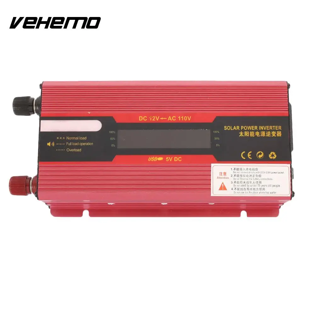 Vehemo Solar LED Screen Power Inverter Transformer Car Converter Universal Socket High Performance Charger | Автоэлектроника