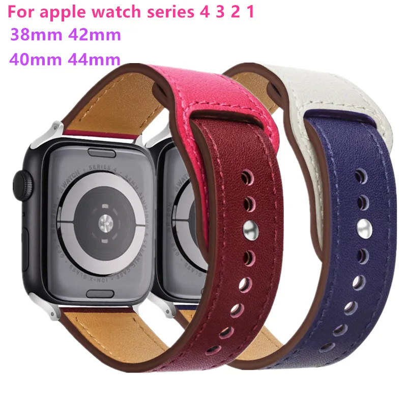 Ремешок из натуральной кожи для apple watch band 4 44 мм 40 цветной браслет iwatch series 3 2 1 42 38