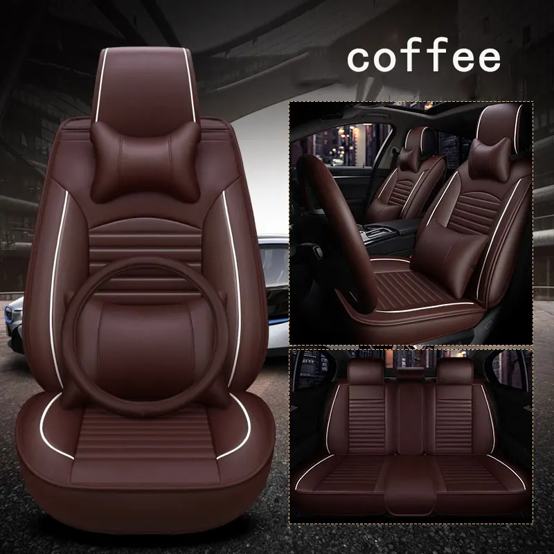 coffee Кожа автомобилей универсальное автокресло обложки для Seat Alhambra Altea Cordoba IBIZA Леон 2 3 FR Толедо 2002 2003 2004 2005 - Название цвета: coffee