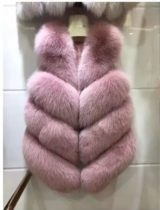 Pink Жилет из натурального меха женская зимняя модная жилетка женские жилеты из натурального Лисьего меха наивысшего качества женская одежда жилет уличная - Цвет: Pink