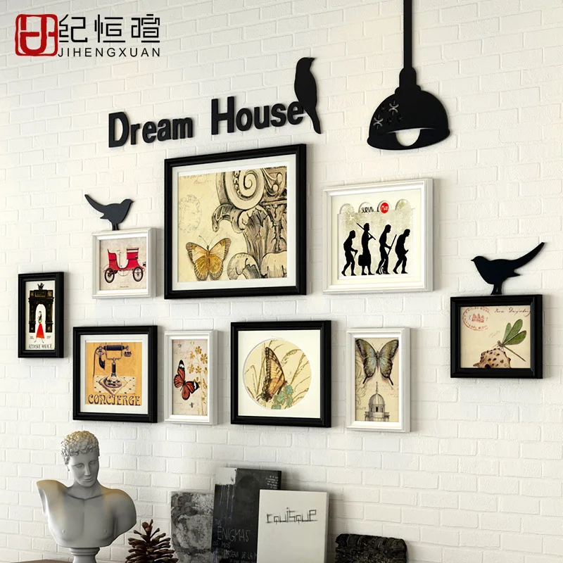 Фоторамка 9 шт./компл. с буквами птичьими лампами украшение творческое искусство