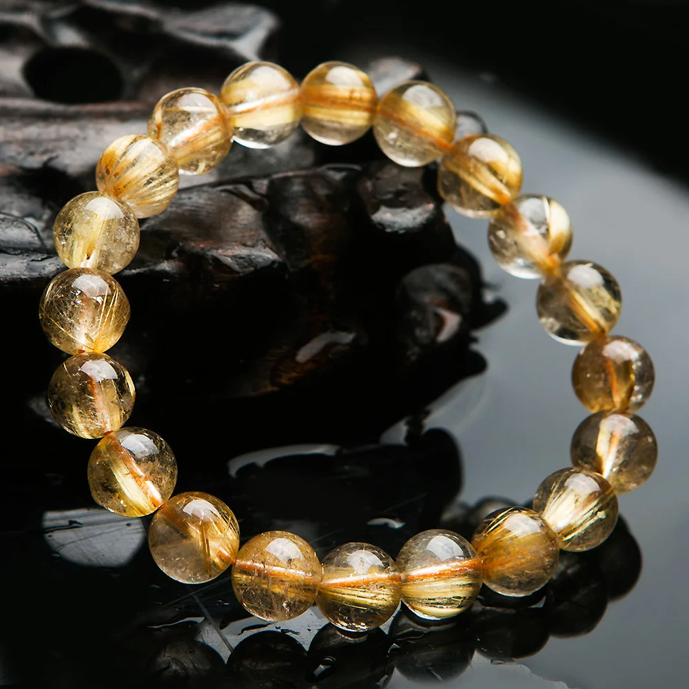 Топ натуральный Бразилия золото рутилированный кварц Титан 10 мм круглые бусины