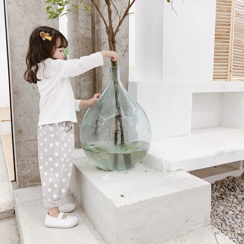 Springcute для маленьких девочек Штаны Высокая талия в горошек Повседневное Детские