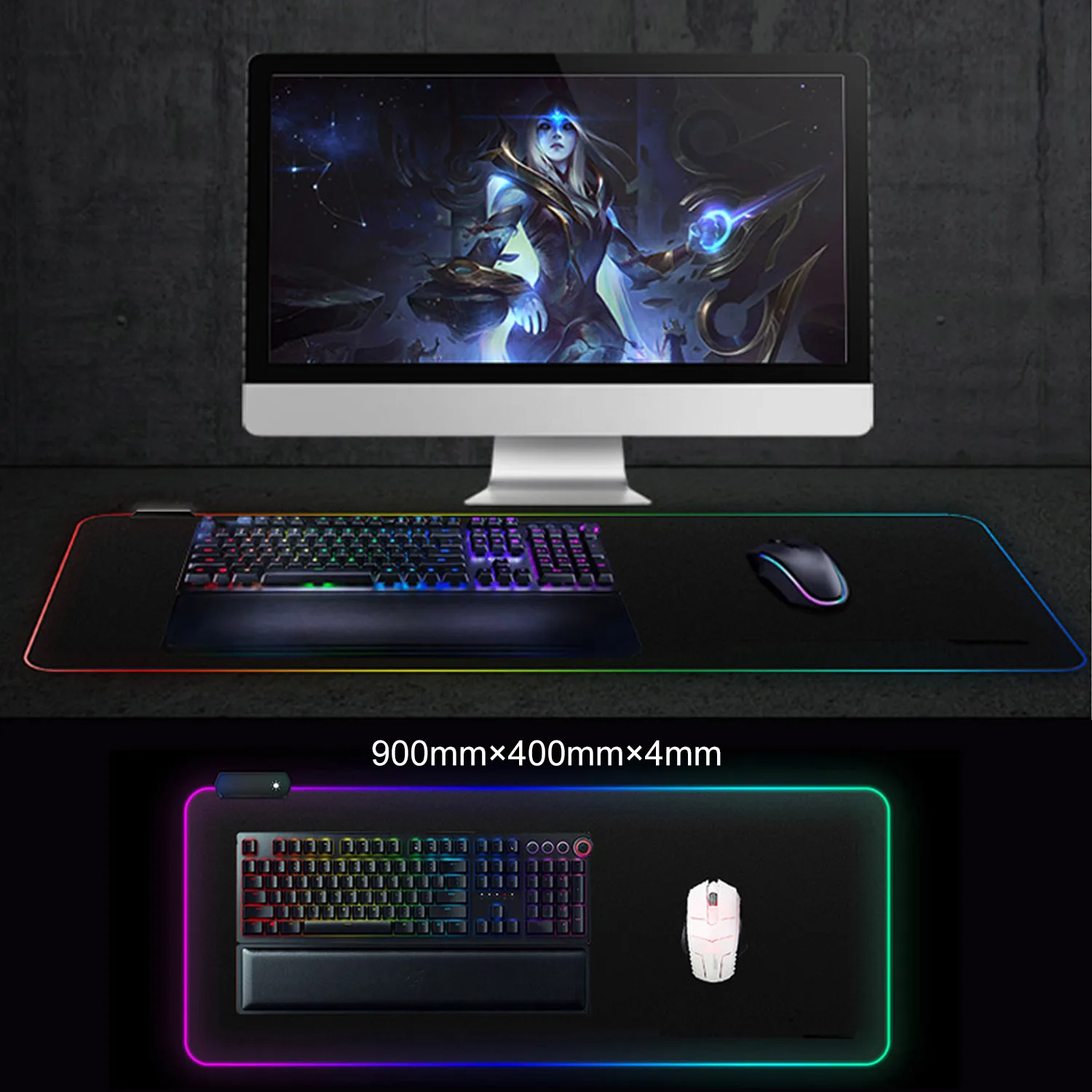 Vococal 35x16 дюймов освещение игровой коврик для мыши большой USB проводной LED RGB