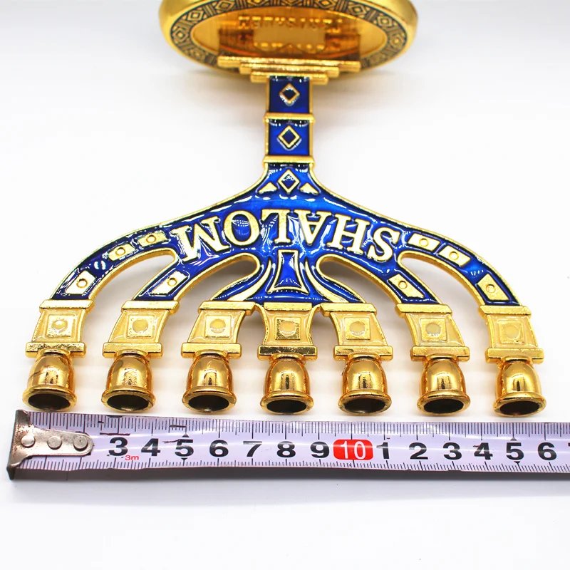 Jerusalem Menorah Shalom Blue Jewish Menorah