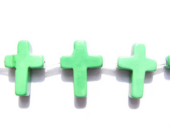 Высокая qulaity 2 пряди Бирюзовый каменный крест кулон зеленый синий белый красный