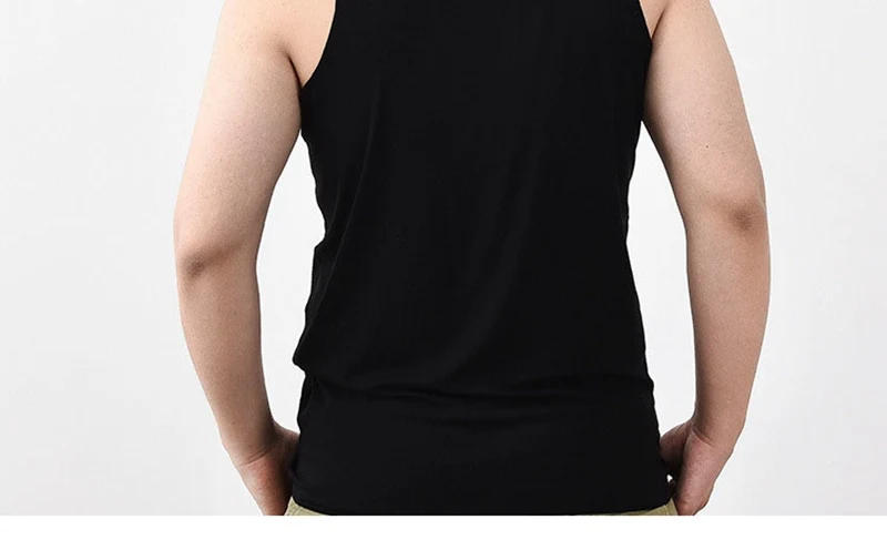 Большие размеры 7XL 8XL модал бесшовные для мужчин s майка с круглым вырезом без рукавов сплошной белый серый черный 5XL 6XL эластичные тонки