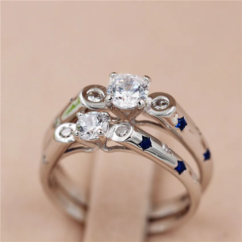 ALMEI 40% Скидка на парные кольца для женщин и мужчин из стерлингового серебра 925 с камнем циркония, ювелирные изделия 2017 года, бесплатная коробка LJ054.