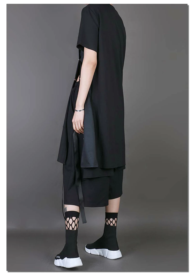 2020 spring new pants women's port wind fan elastic waist fake two pieces loose thin casual personality tide pants