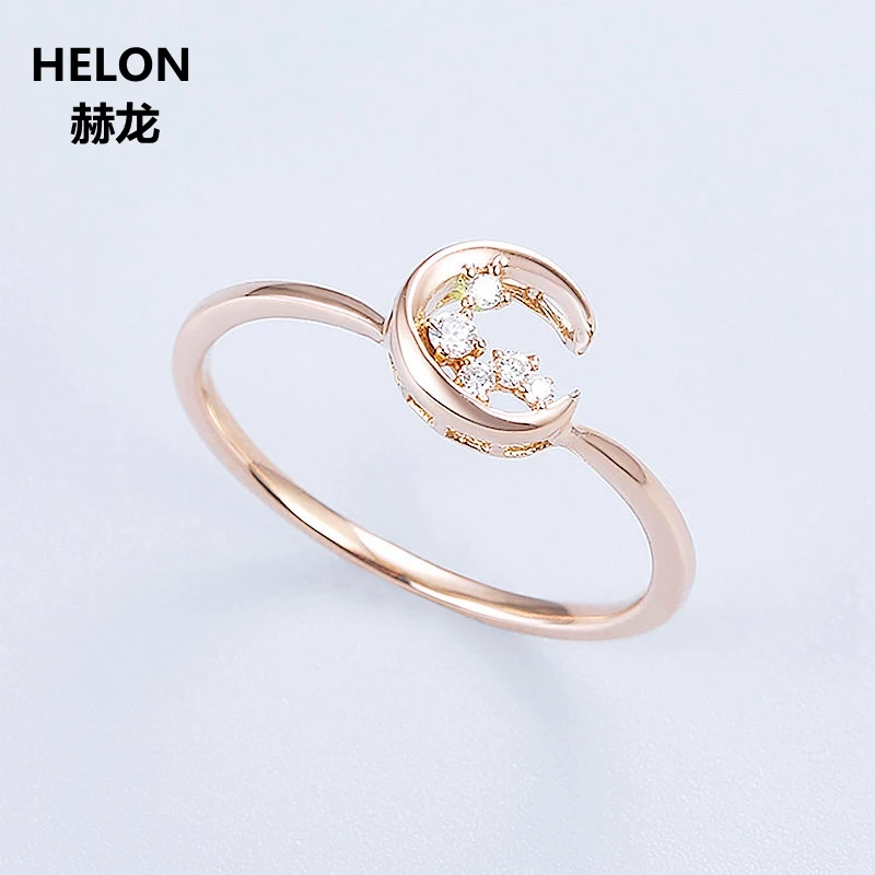 Твердые 14k розовое золото Природные бриллианты обручальное кольцо женское на