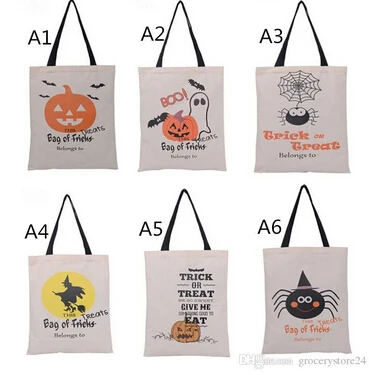 20 шт 6 видов сумки для Хэллоуина с черной ручкой Тыква Рождественские Сумки