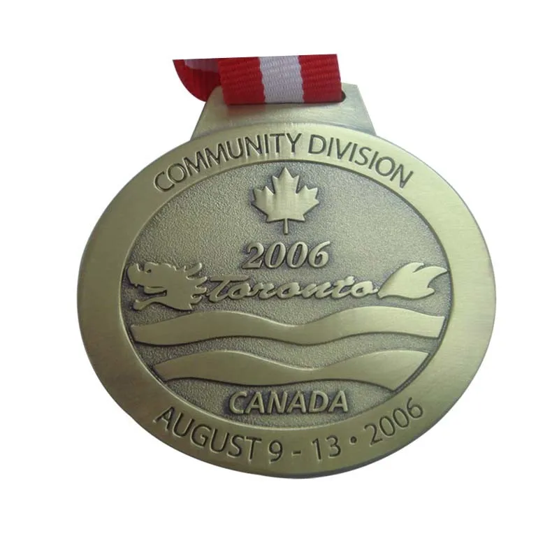 

Custom Canadian Brass Medal Round Commemorative Medal with Ribbon