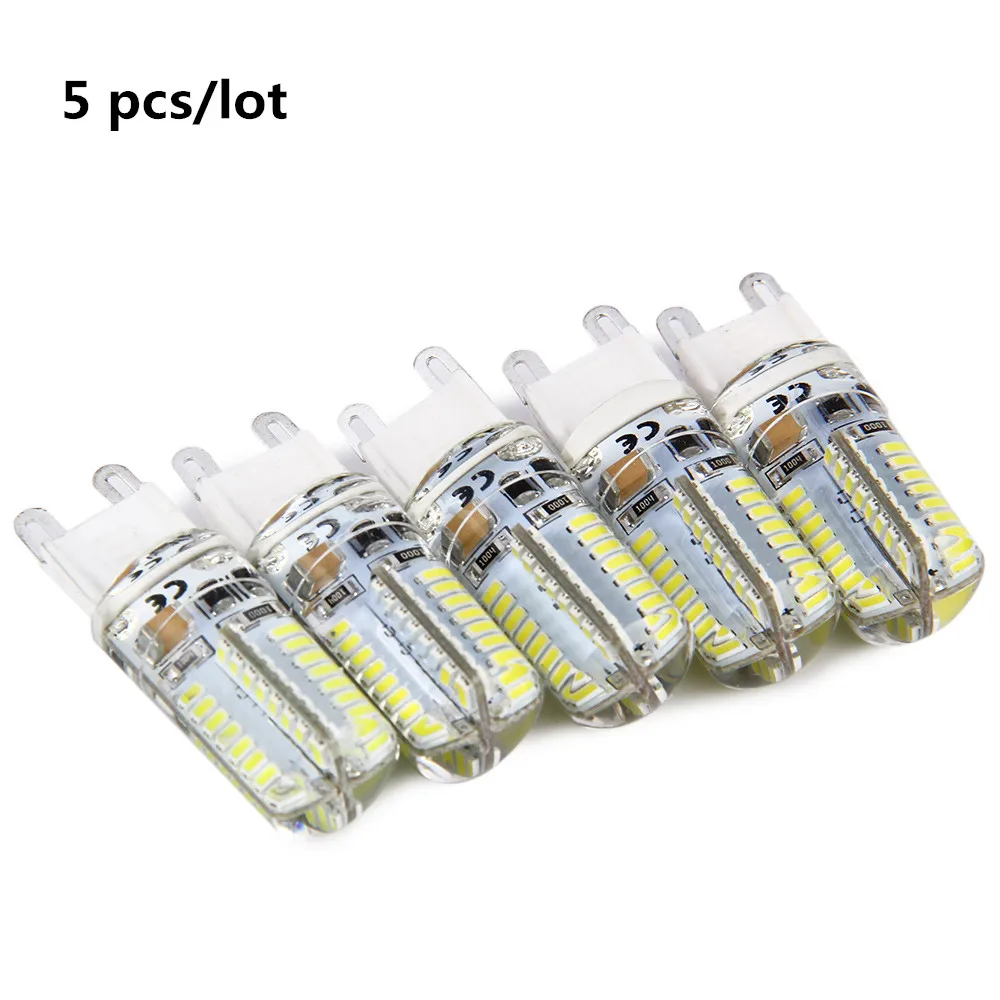 5 шт./лот Мини G9 Светодиодная лампа AC 220v 6W 64pcs Led SMD 3014 с силиконовым корпусом теплый