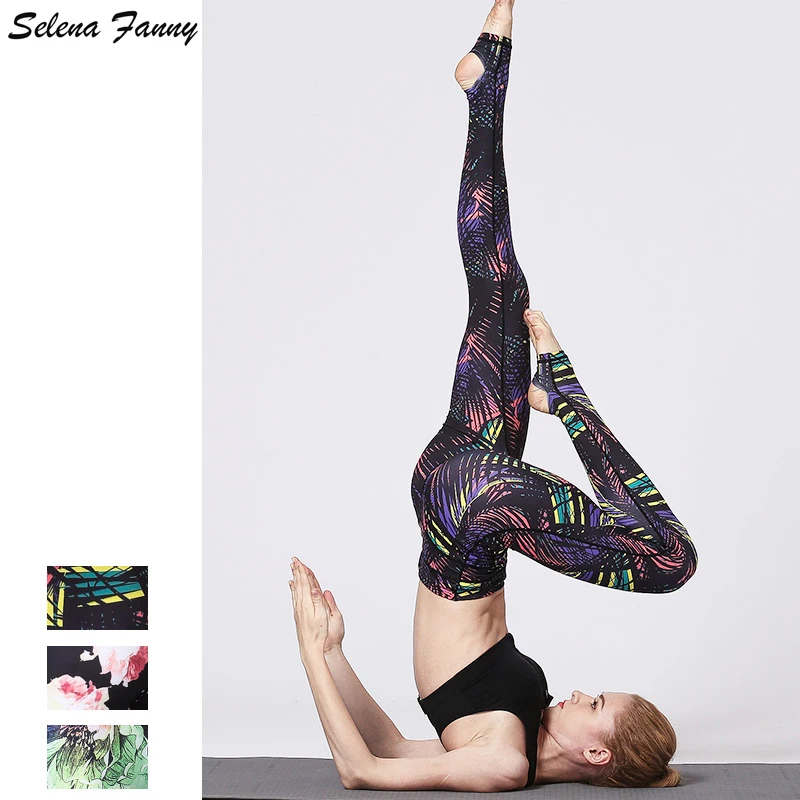 New Women's Printing Sports Yoga Pants Quick Dry Fitness Black Leggings Gym Running Workout Plus Size Tights | Спорт и