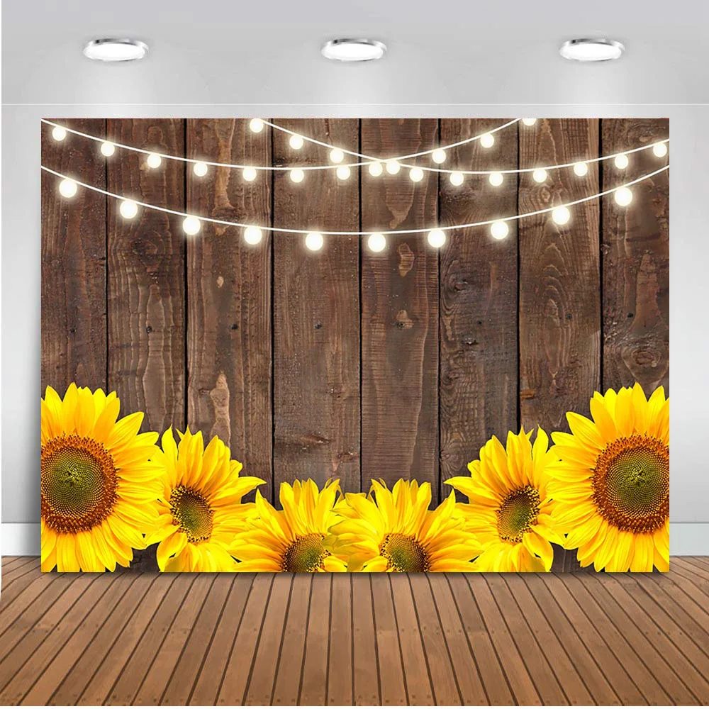 Виниловый фон для фотосъемки с изображением деревянного подсолнуха 7 Х5 футов |