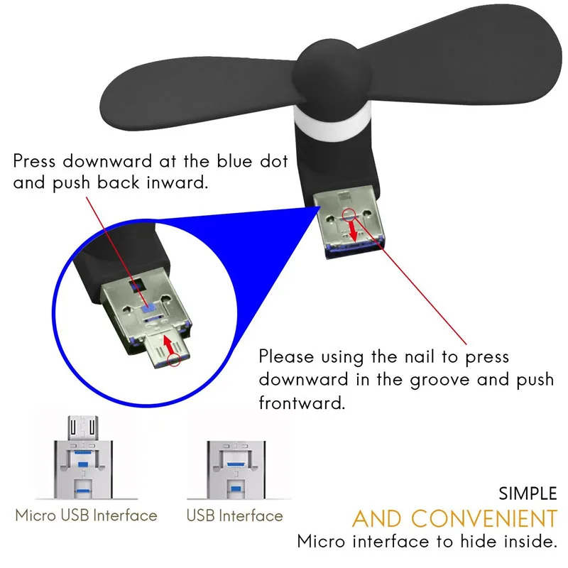 Карманный USB вентилятор BinFul портативный мини с Micro универсальный внешний