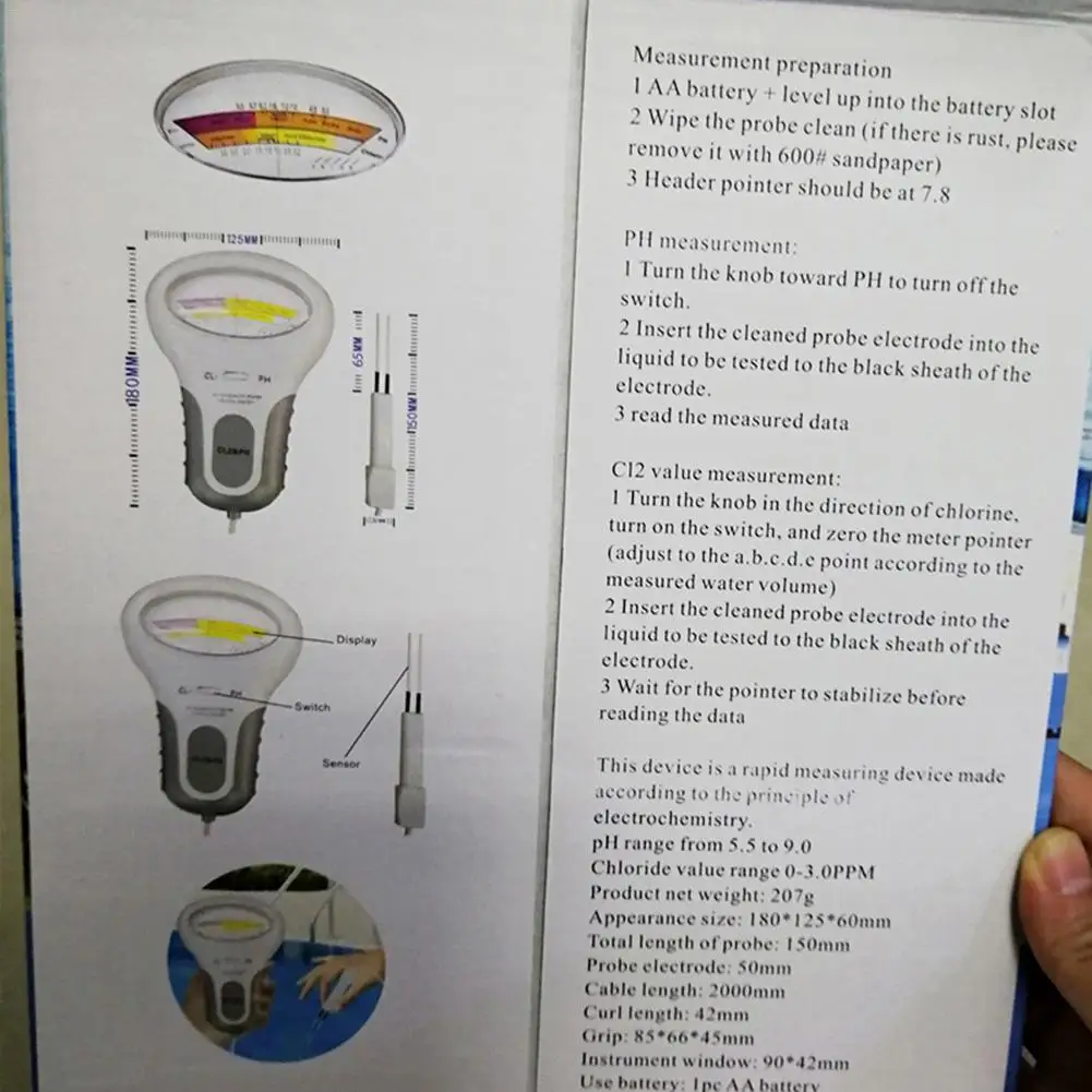 

Digital Monitor Ph Chlorine Tester, PH & Chlorine Cl2 Level Meter Tester Test Monitor Swimming Pool Spa Water Monitor With Probe