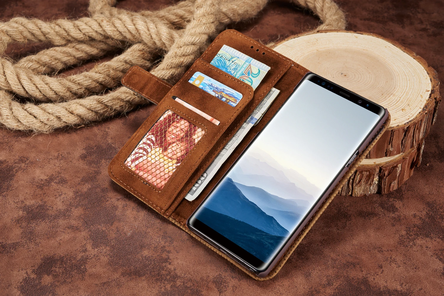 Кошелек альбом для фотографий ретро кожаный чехол флип samsung Galaxy NOTE9 NOTE8 S9 S8 плюс S7