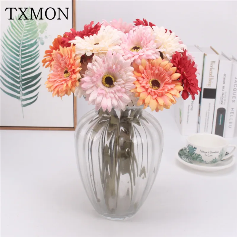 Красивое искусственное Шелковое украшение Гербер 9 цветов цветок для ресторана