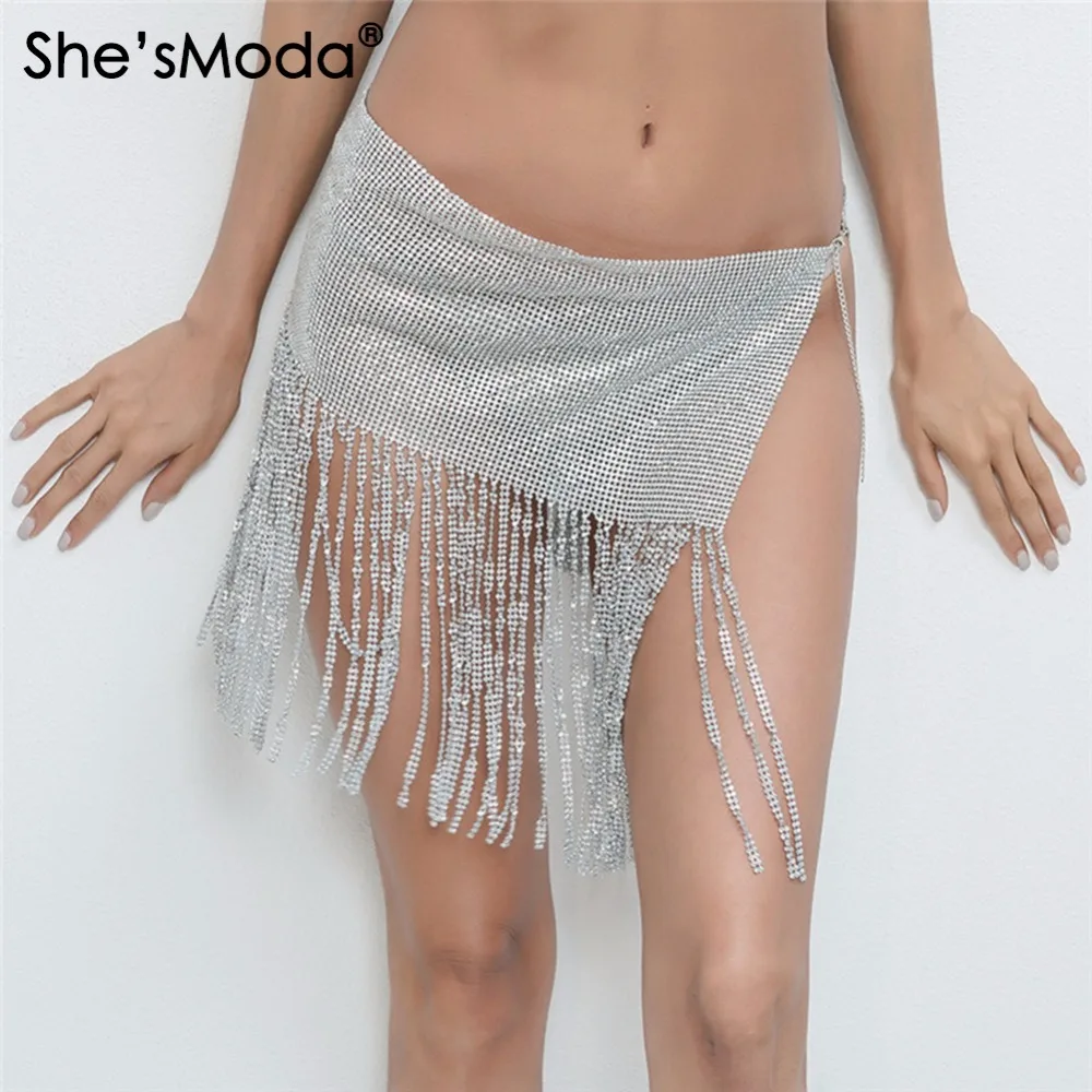 Женская мини юбка из металлического сплава с разрезом|beach mini skirt|tassel skirtmini skirt |