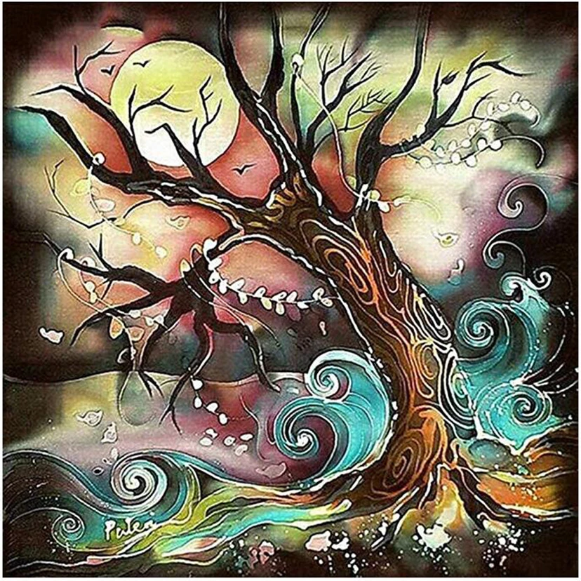 

5D DIY Diamond Painting Cross Stitch "wave & tree" Full Square/round Rhinestone pictures Diamond Embroidery mosaic gift WG525