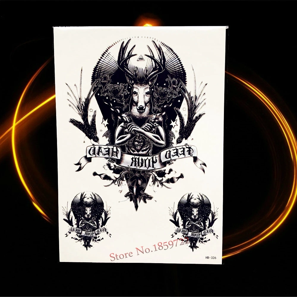 1 шт большой рок Стиль череп розы цветок татуировки на руку Для мужчин женщин