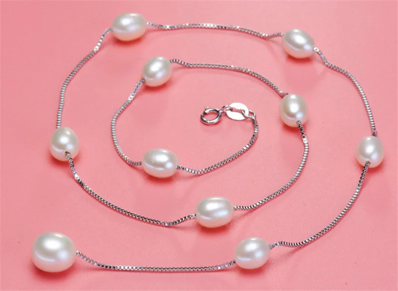 Natural 925 sterling silver white cultured Freshwater pearl necklaces &amp pendants | Украшения и аксессуары