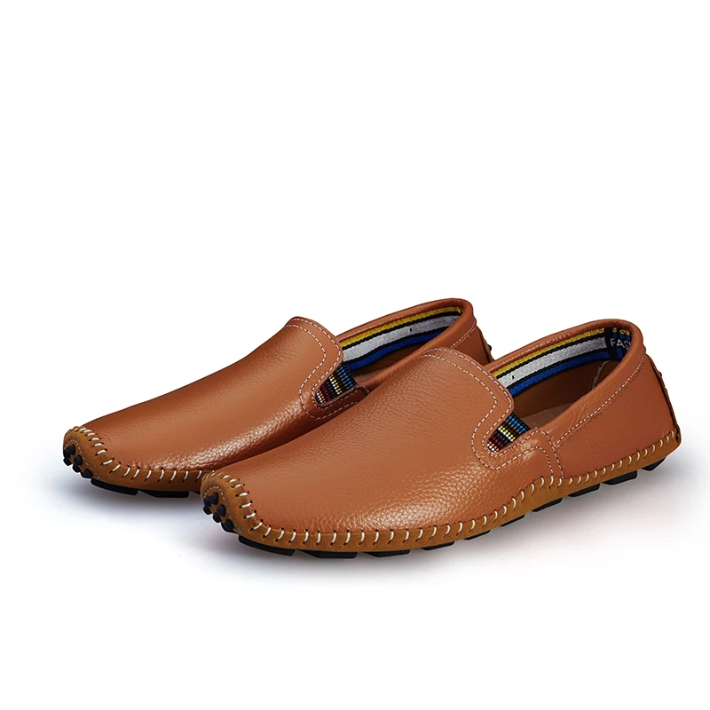 BZ930Brown Мужская обувь из натуральной кожи; слипоны; черные туфли; лоферы из натуральной кожи; мужские мокасины; итальянская дизайнерская обувь; большие размеры 39-47 - Цвет: BZ930Brown
