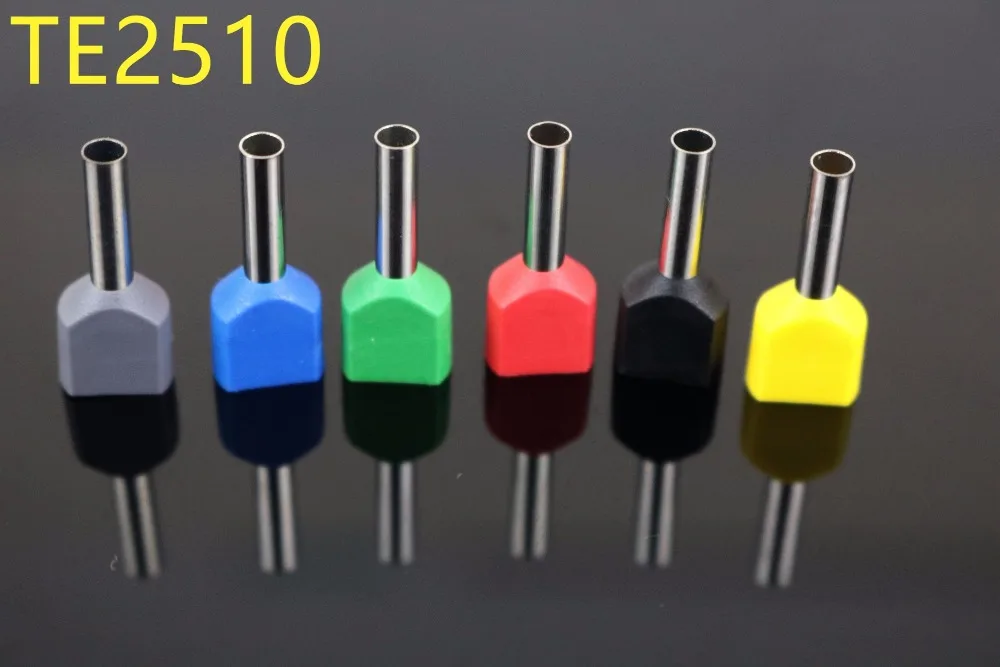 Бесплатная доставка, 100 шт., TE2510, двойная трубка, предварительно Изолированный splicel, холоднопрессованный терминал, двухстрочное соединение, проводка стандарта