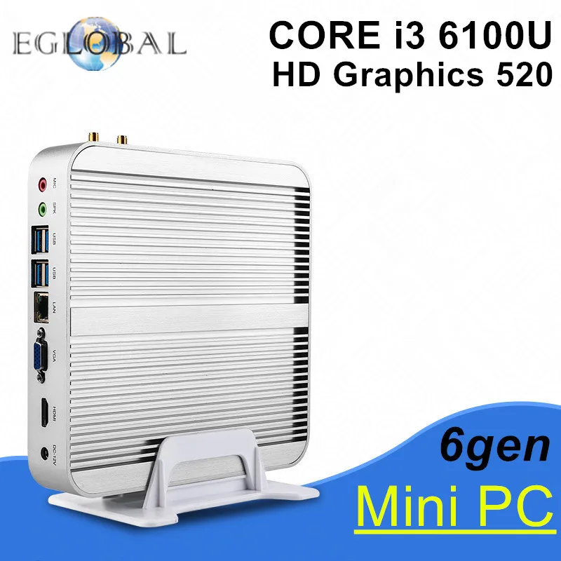 2017 Eglobal 6Gen Intel Core i3 6100U Новый Skylake ПК Мини компьютер 4K HTPC HD Graphics 520 игровой ультра