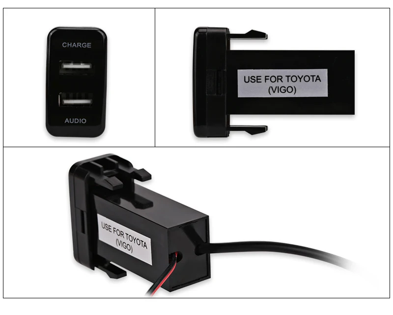 For TOYOTA Hilux VIGO USB Interface Dashboard USB Port 5V 2.1A Car Charger and USB Audio Input Socket Car Entertainment Socket