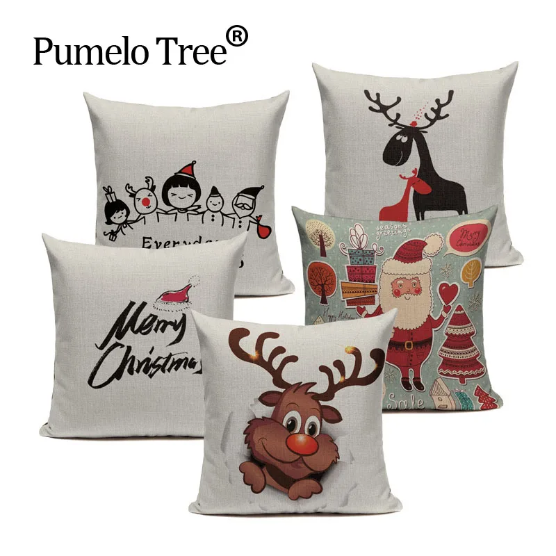 Рождественская наволочка из льна и хлопка квадратная Женская рождественская