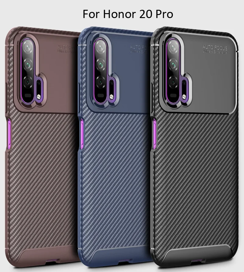 Чехол из углеродного волокна для huawei Honor 20 Pro View 20, ТПУ, силиконовая Матовая защитная накладка из волоконной ткани