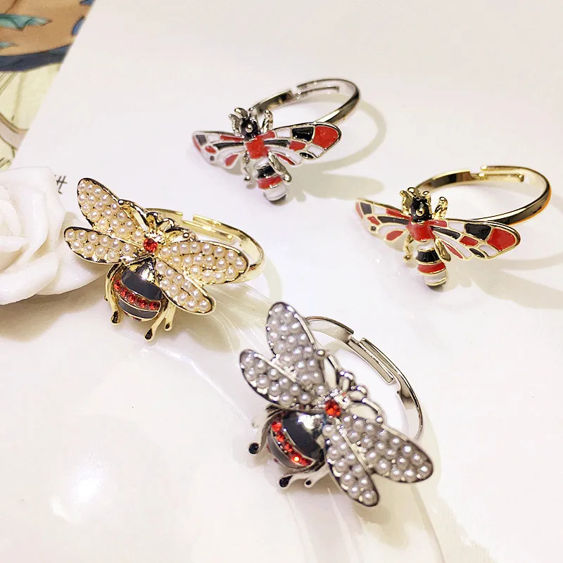 R4 bee anillos mujer bague pearl de marque luxe femme bijoux известный бренд kpop ювелирные изделия кольца для