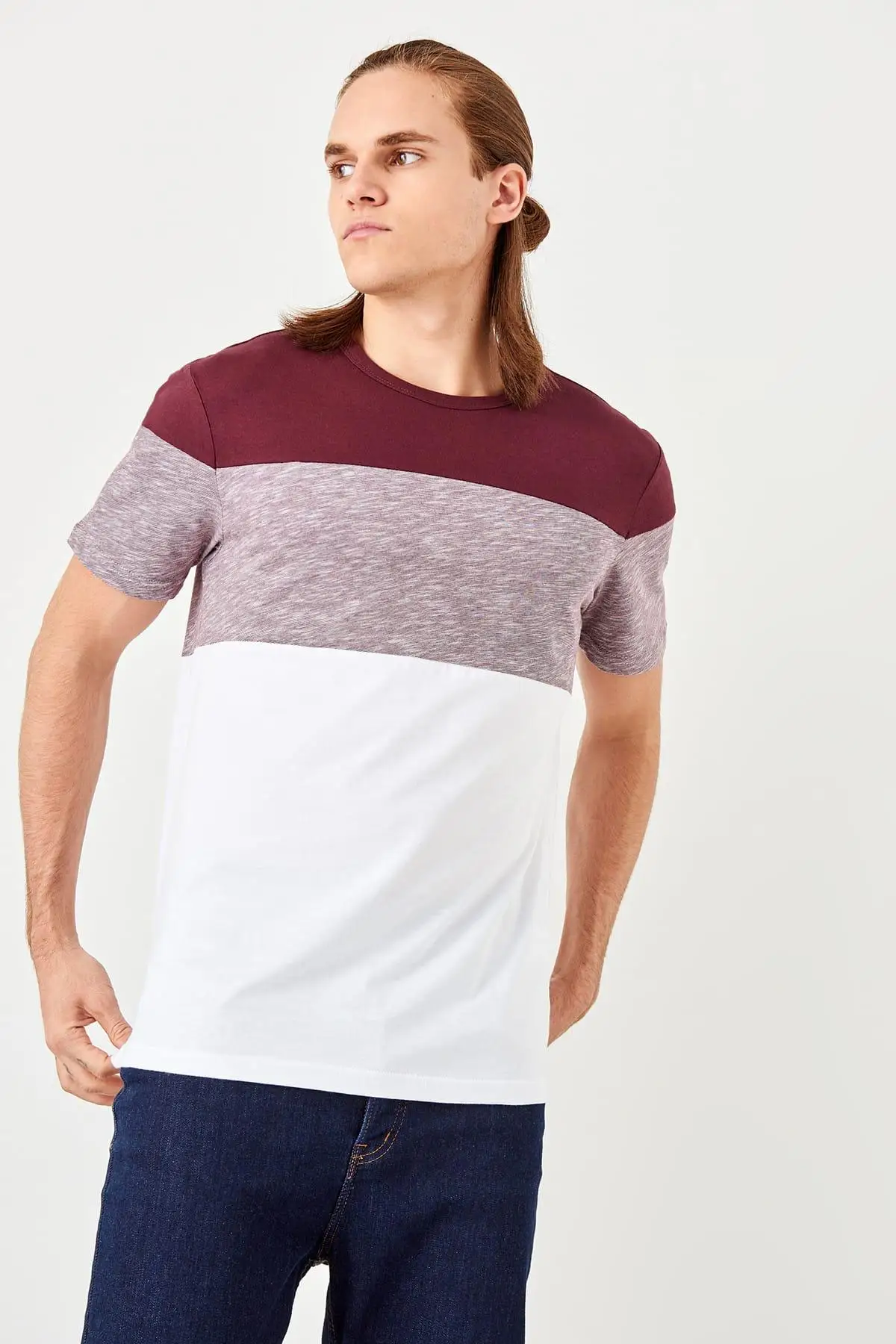 Trendyol бордовые мужские футболки со вставками TMNSS19SE0143 | Мужская одежда