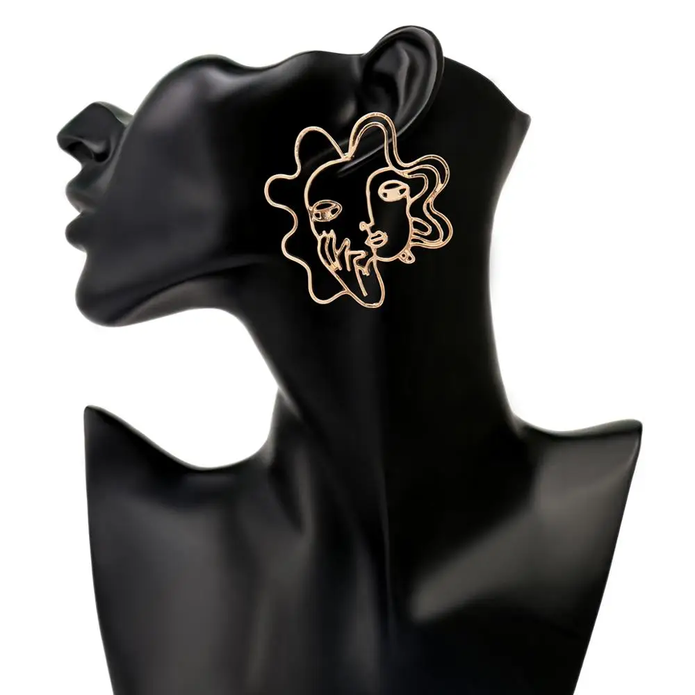 SHIXIN корейские Дизайнерские Большие серьги-гвоздики с лицом для женщин серьги