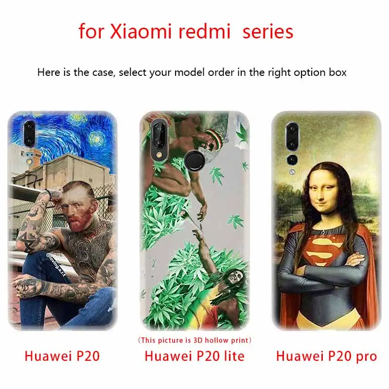 Забавный Арт Ван Гога Мона Лиза ТПУ чехол для телефона Huawei P40 P30 P20 Pro P10 P9 Lite p30lite