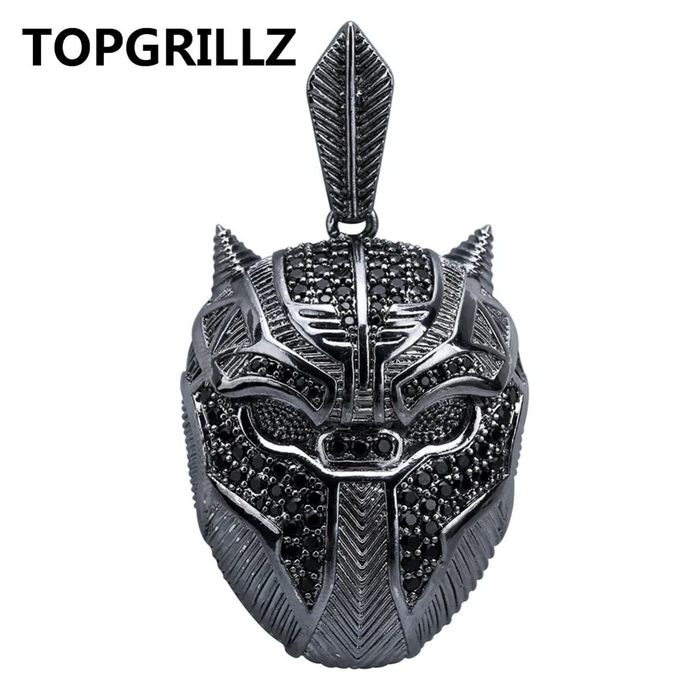 TOPGRILLZ хип хоп Черная пантера ожерелье с подвеской со льдом мужские ювелирные