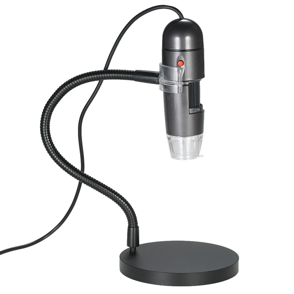 

Portable Digital Microscope 8LED Digital Zoom Magnifier with Holder 25X-600X Magnification 4-50cm Focus T03L Microscope