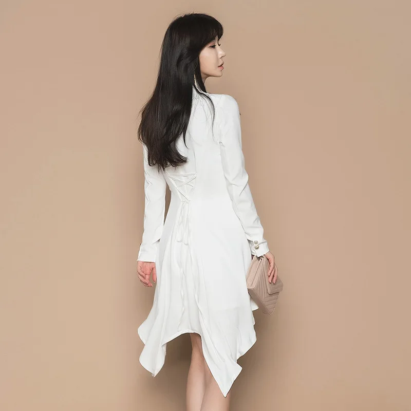 Женское однотонное Ассиметричное платье элегантное белое блейзер с длинным