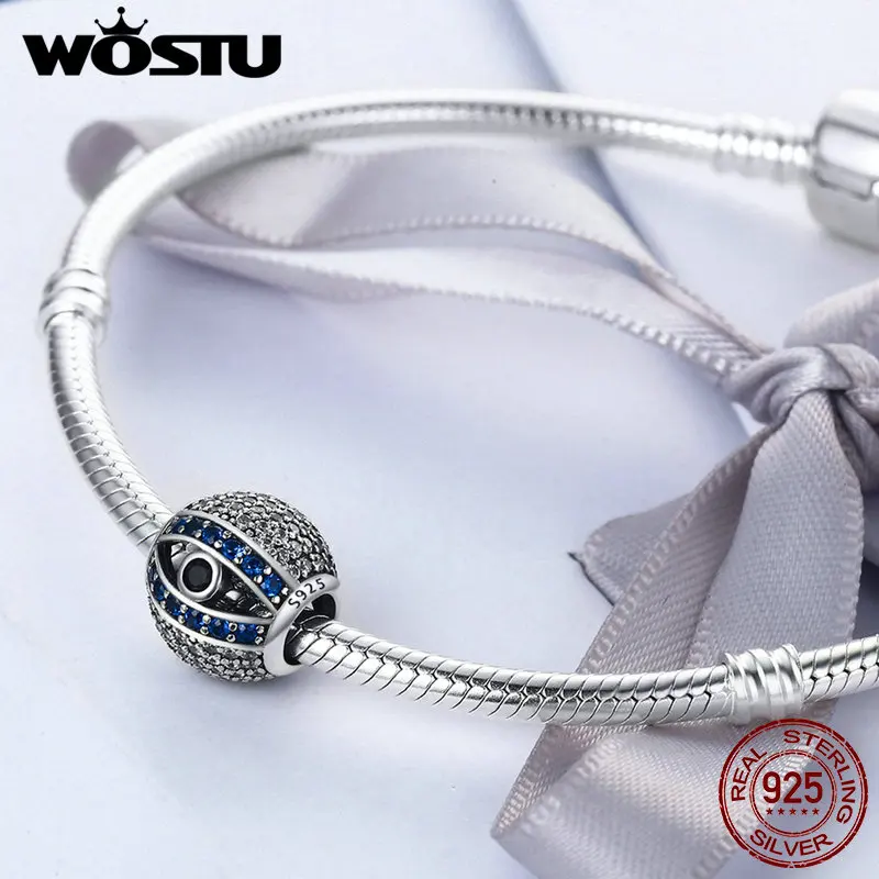 WOSTU высокое качество 925 пробы Серебряный глаз Назара Бусины Подходят WST браслет DIY ювелирные изделия прекрасный подарок CQC172