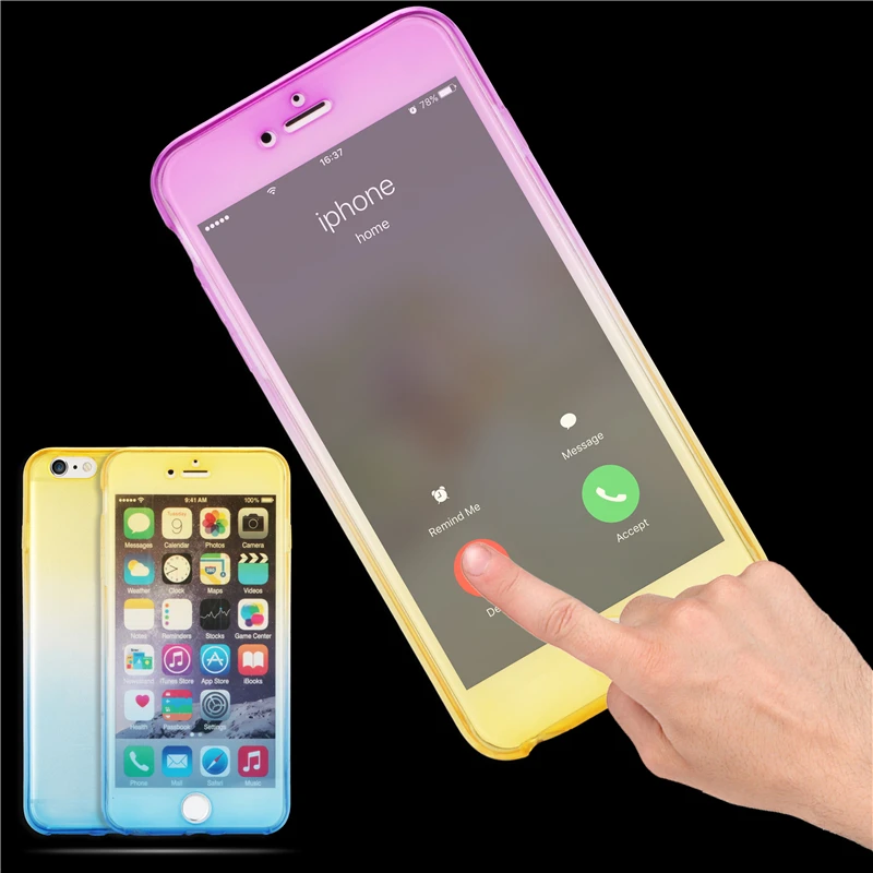 360 Градусов Полный Защиты оболочки для iPhone 6 Plus S 5.5 ''градиент цвета Кристалл