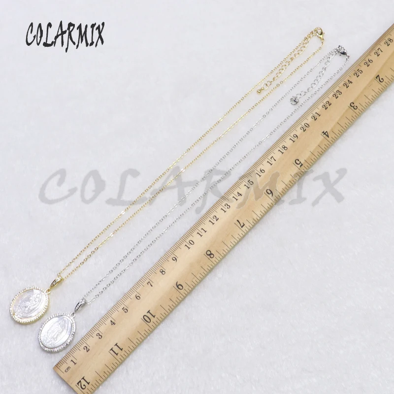 Белая раковина и циркон кулон Мадонна шаблон ожерелье модное из хрусталя цветок