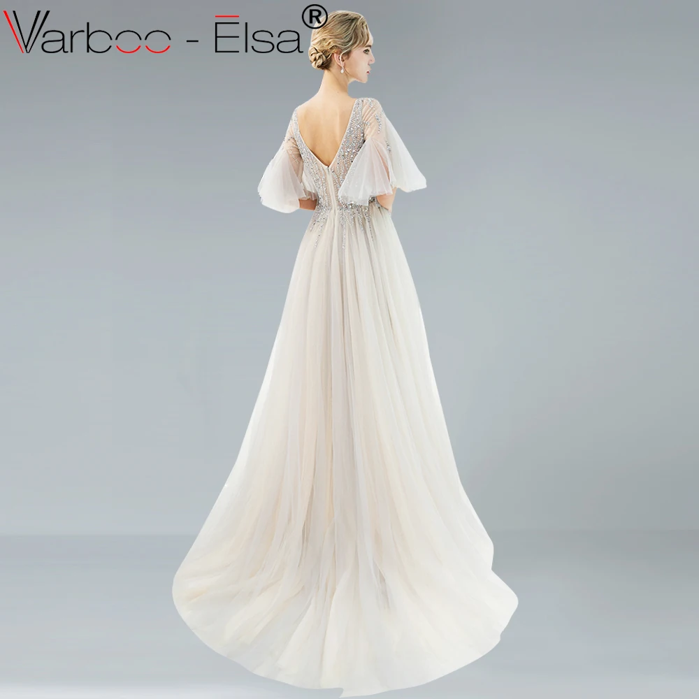 VARBOO_ELSA серые роскошные сексуальные вечерние платья длинные новинка 2018 Тяжелые