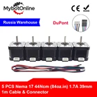 5 шт. Nema17 шаговый двигатель 39 мм Nema 17 двигатель 42BYGH 1.7A (17HS4401S) 4-свинцовый шаговый двигатель для ЧПУ XYZ 3D принтер мотор