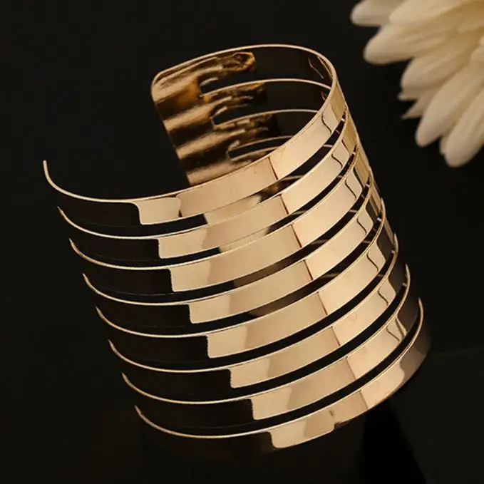 Женский Браслет манжета широкий браслет в стиле панк рок серебряный золотой цвет