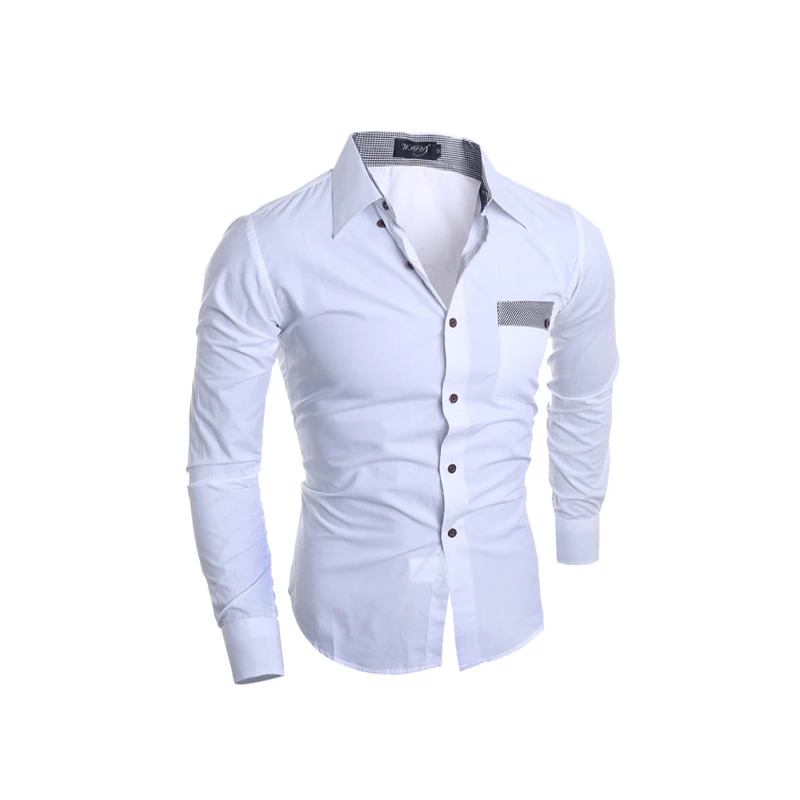 Western Fashion patchwork plaided pocket men's shirts full sleeve M-2XL casual young man slim fit UK boy clothes hot sale | Мужская
